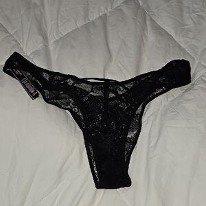 Victoria's Secret Black Lace With Bling Brazillian/slip VERY SEXY! Medium! Nwots
